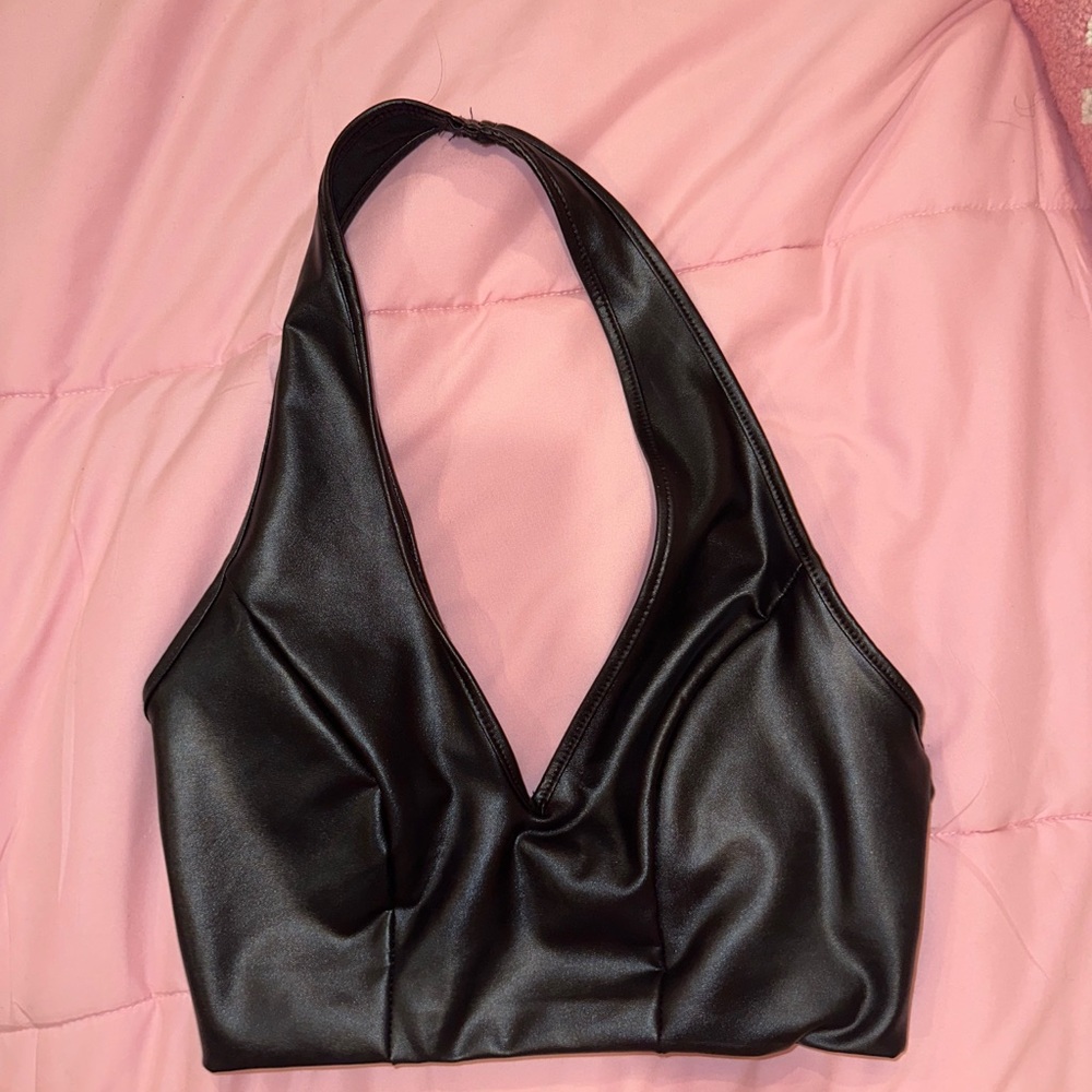 Leather halter top